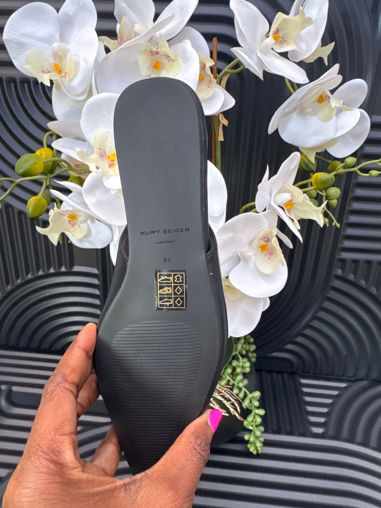 KG Black Leather Slingback Flats