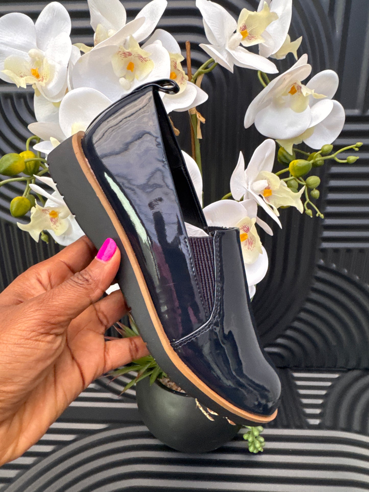 Navy Patent Slip-On Loafers