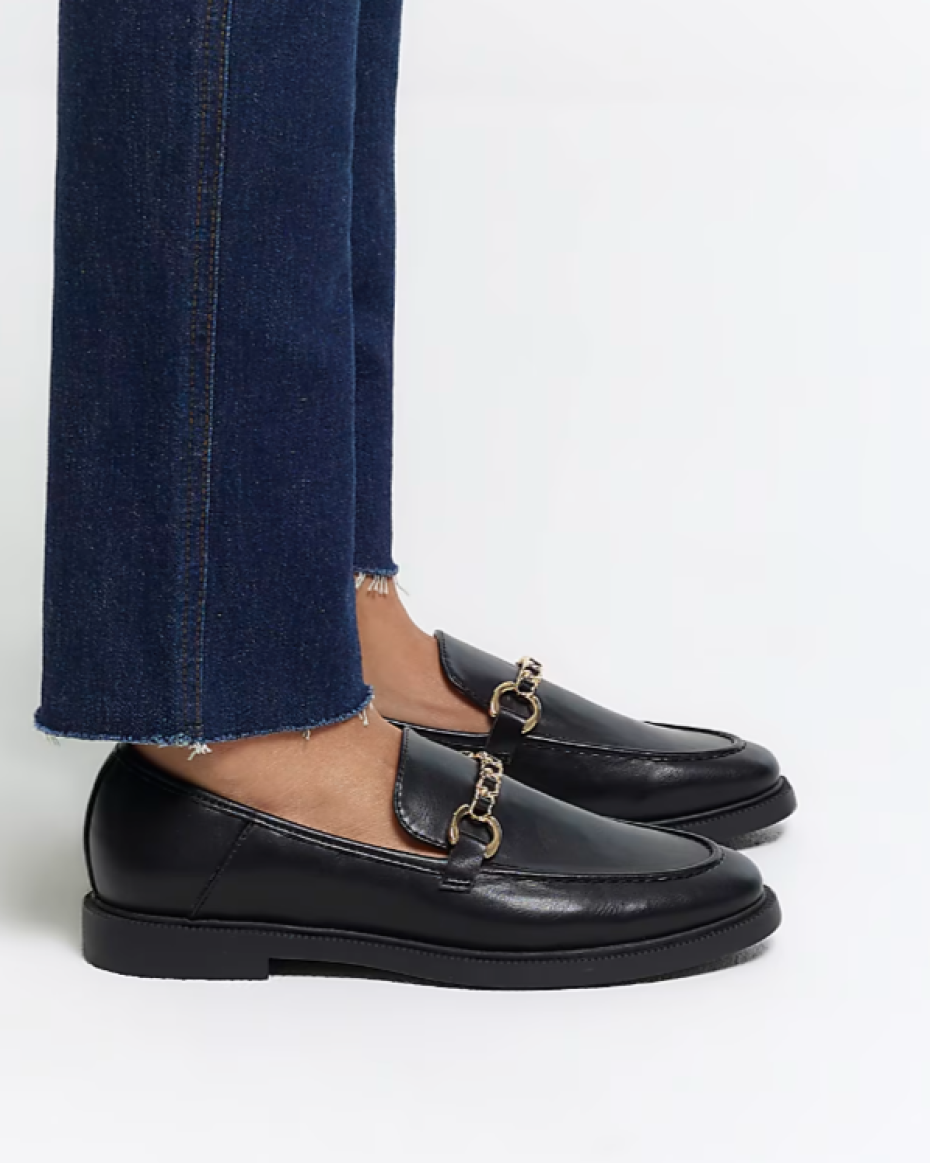 Black Chain Loafers for Ladies