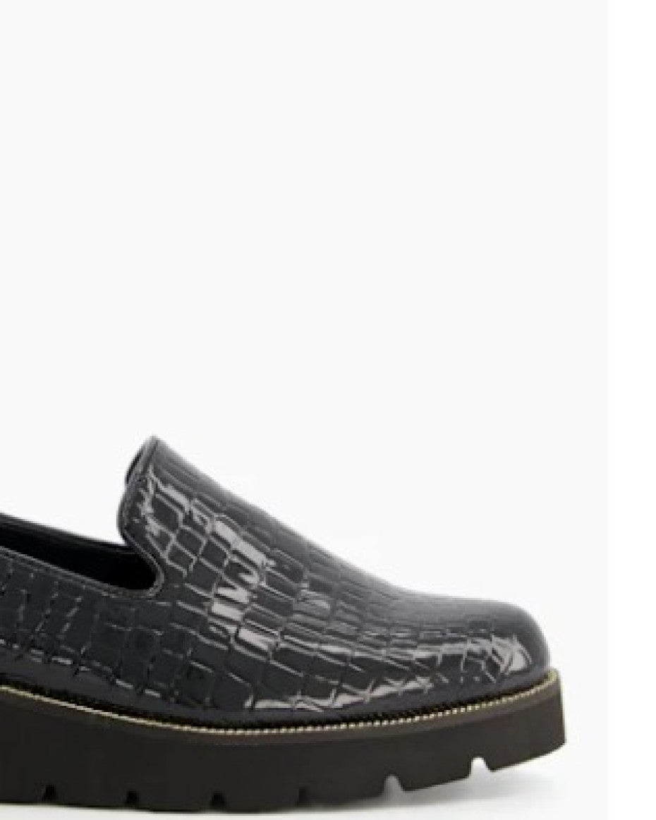 Croc-Debossed Flatform Loafers