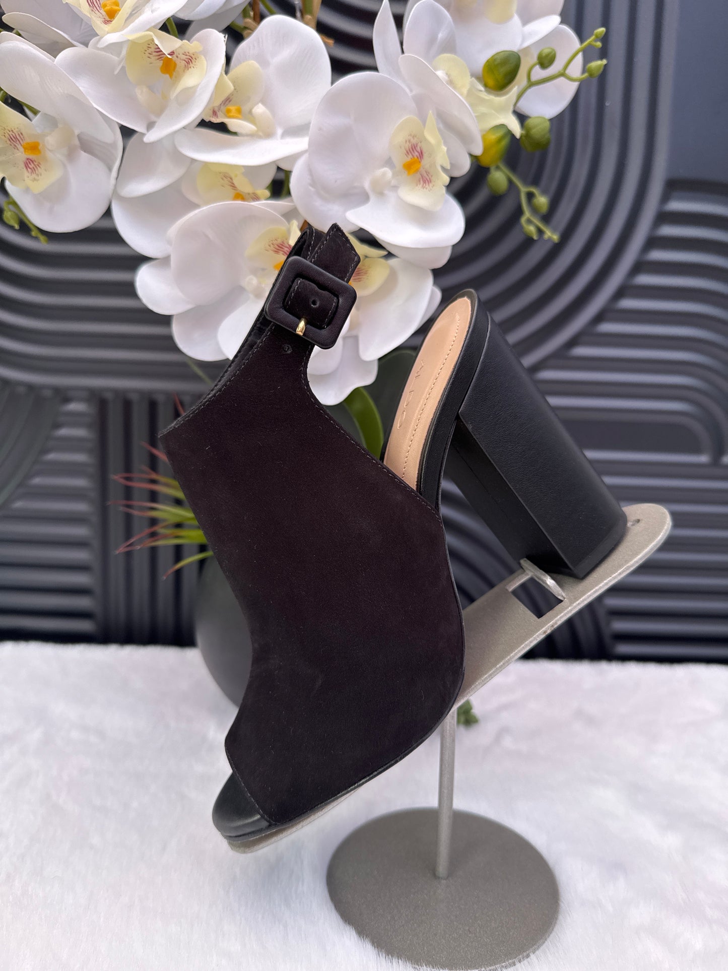 Peep Toe Slingback Mules Color Block