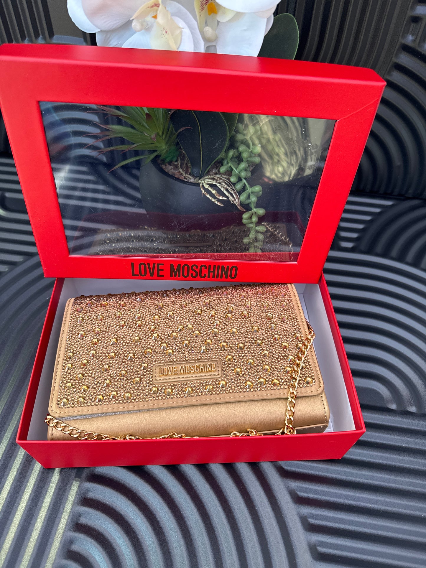 Gold Embellished Shoulder Bag in a box
