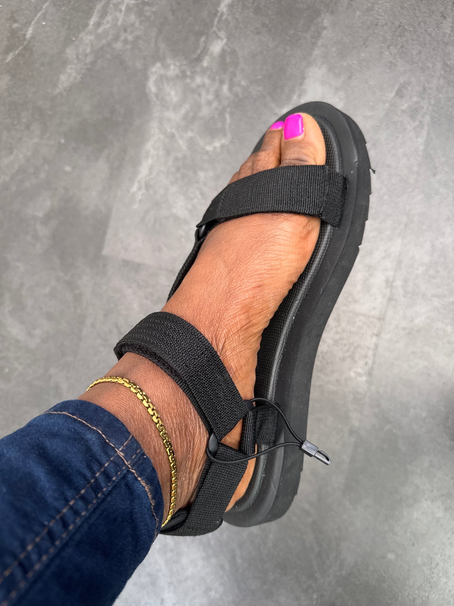 Unisex Black Strappy Sandals