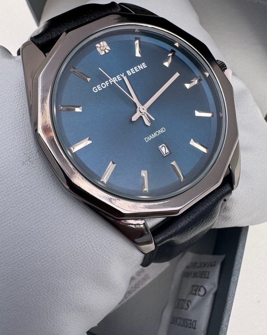 Blue Dial Diamond Octagon Strap Watch