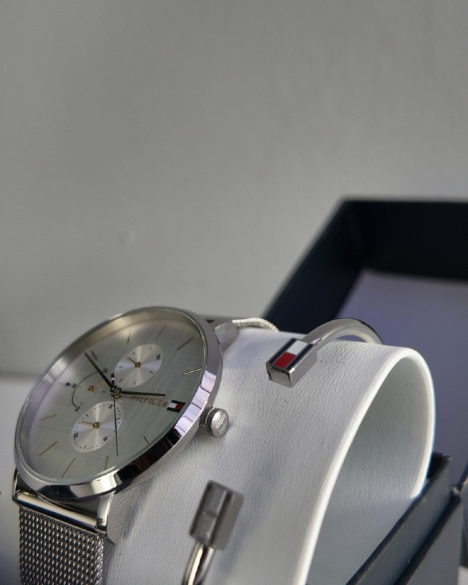 Tommy Hilfiger Silver Watch and Bracelet Set