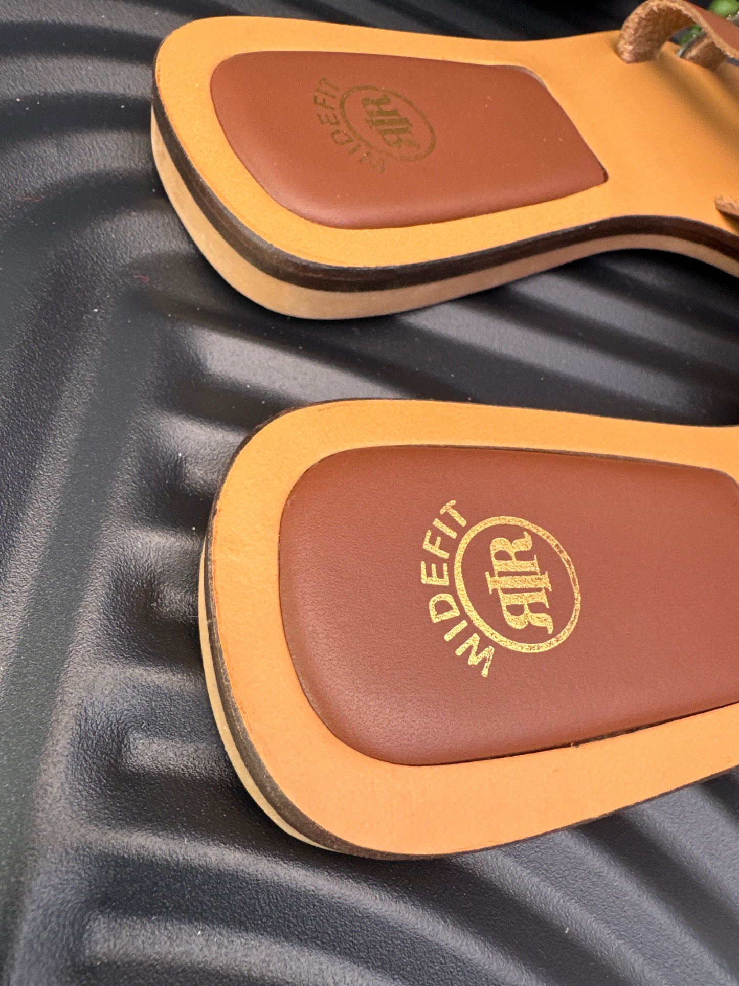 Brown Wide Fit Leather Flat Sandals