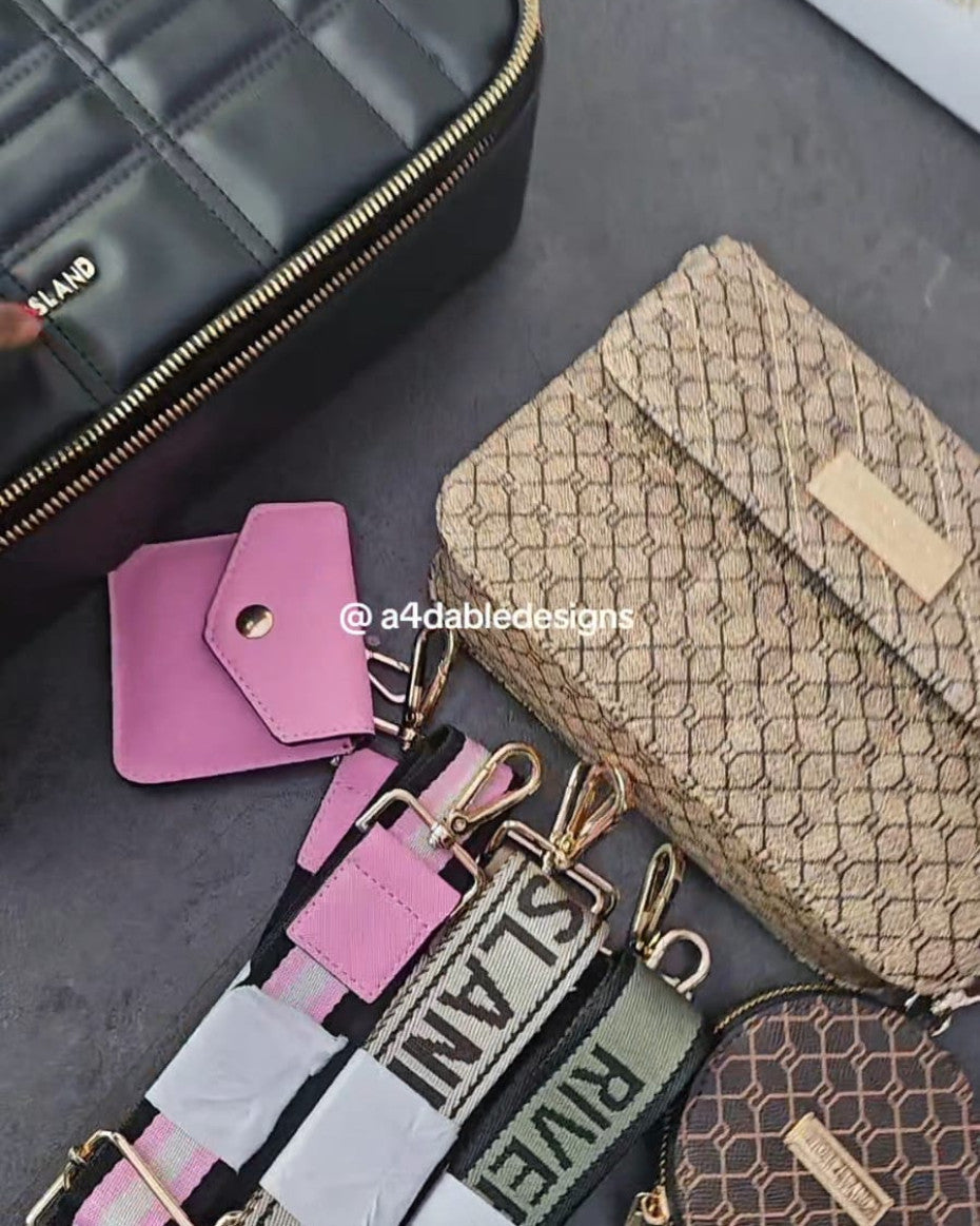 River Island monogram print cross body bag bundle