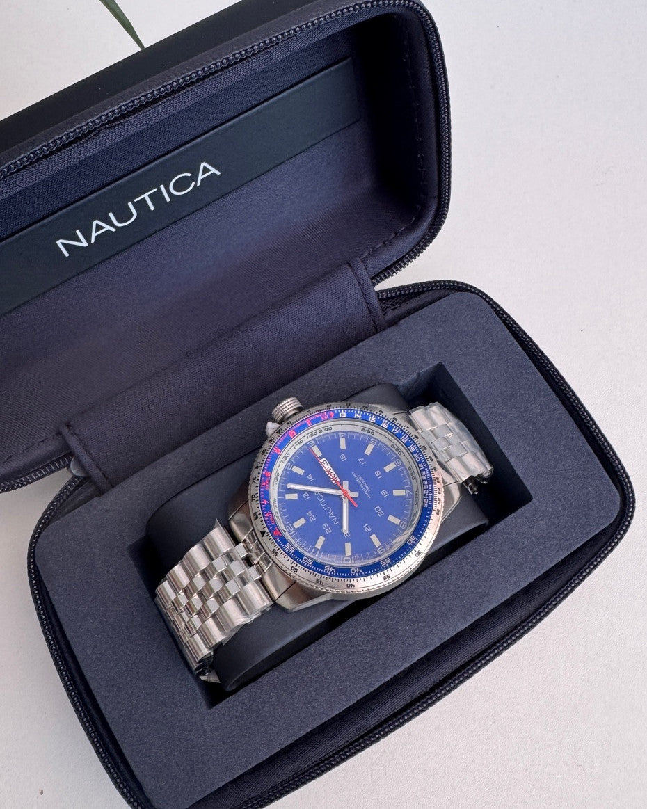 Nautica Quartz Stainless Steel Strap watch with blue dial