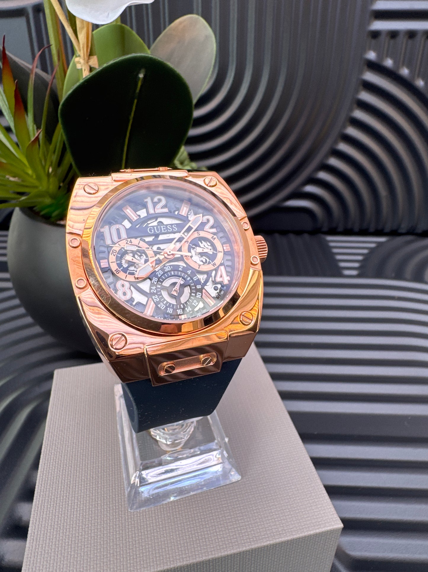 Guess Navy & Rose Gold Tone Chronograph Watch