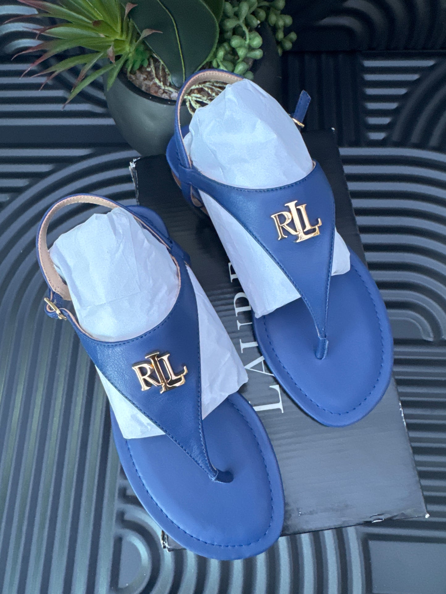 Ralph Lauren Blue T-Bar Sandals
