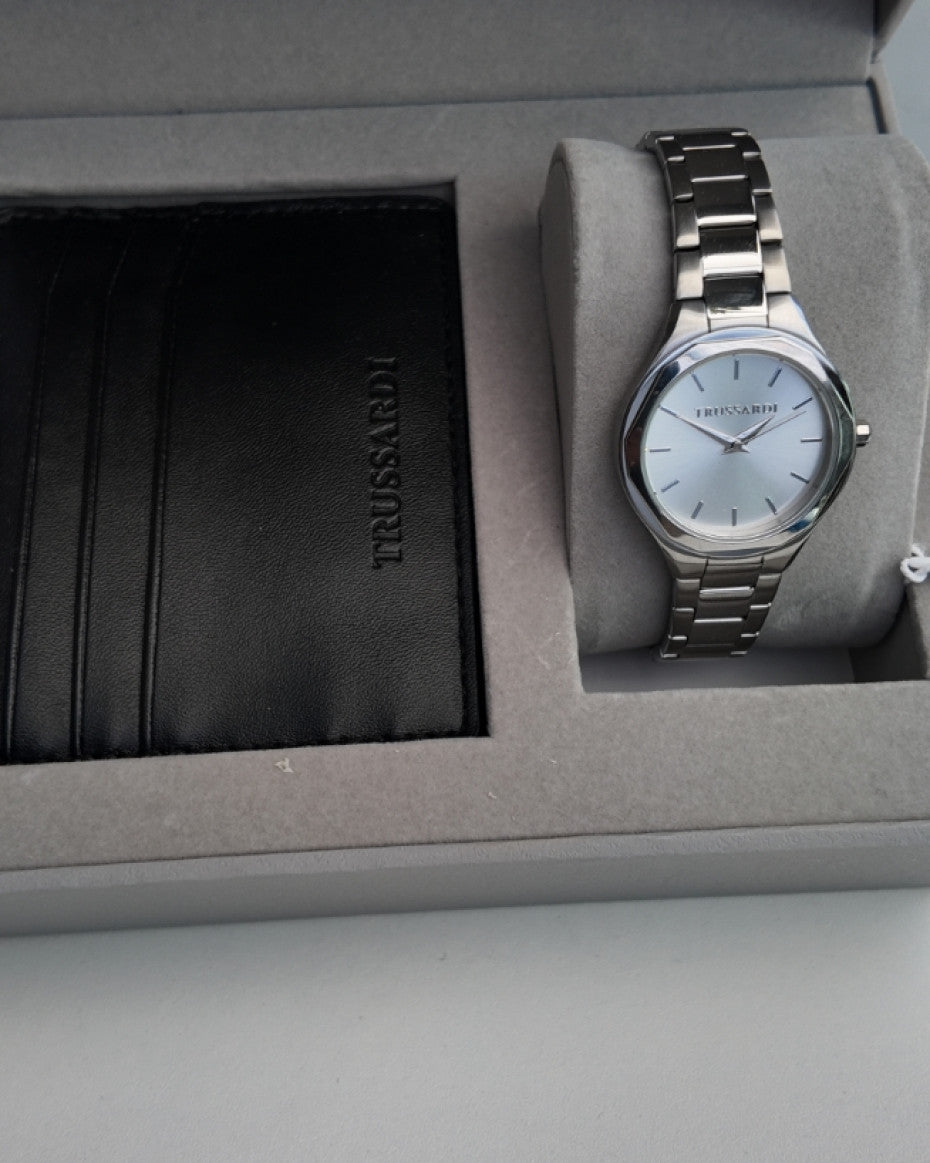 TRUSSARDI Watch and Card Holder Set