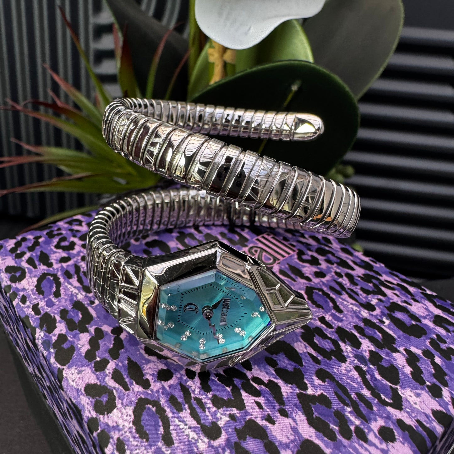 Just Cavalli Signature Silver with blue dial Watch