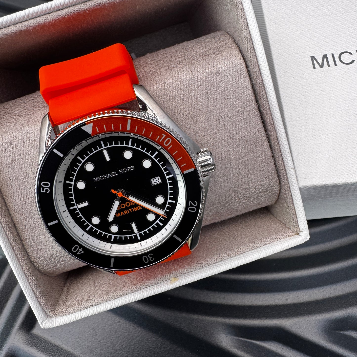 Michael Kors Oversized Silicone Strap Watch in Orange