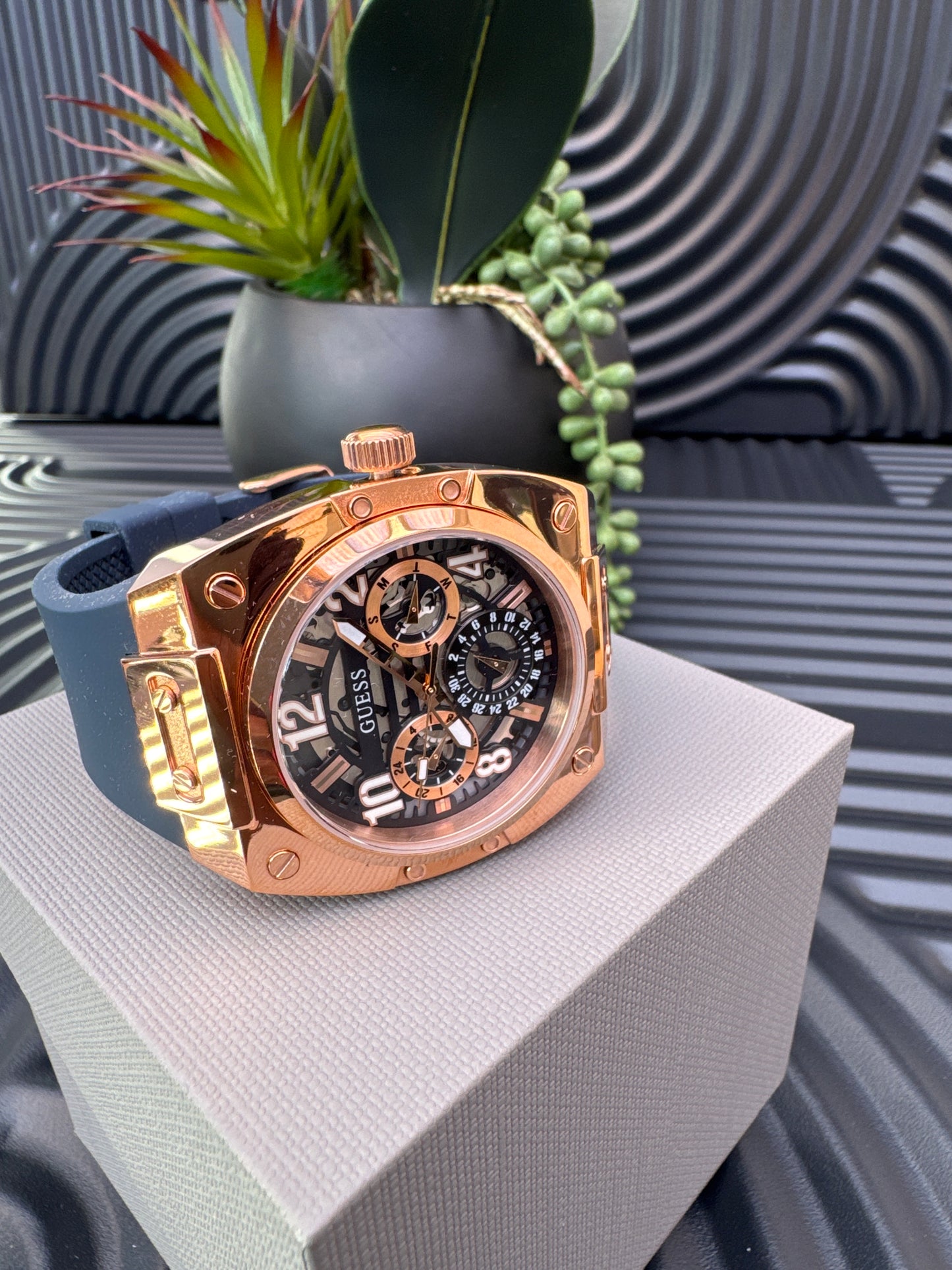 Guess Navy & Rose Gold Tone Chronograph Watch