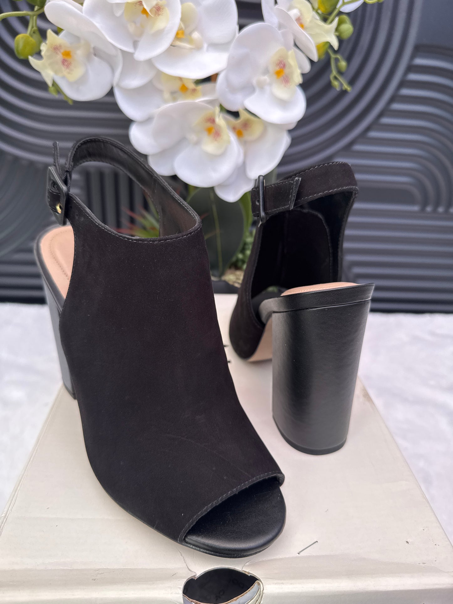 Peep Toe Slingback Mules Color Block