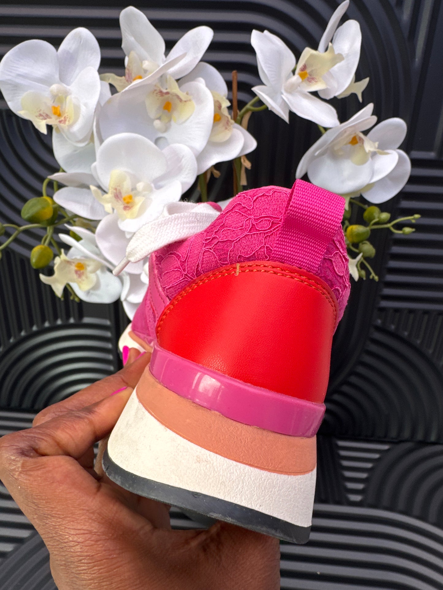Pink Lace Detail Sneakers