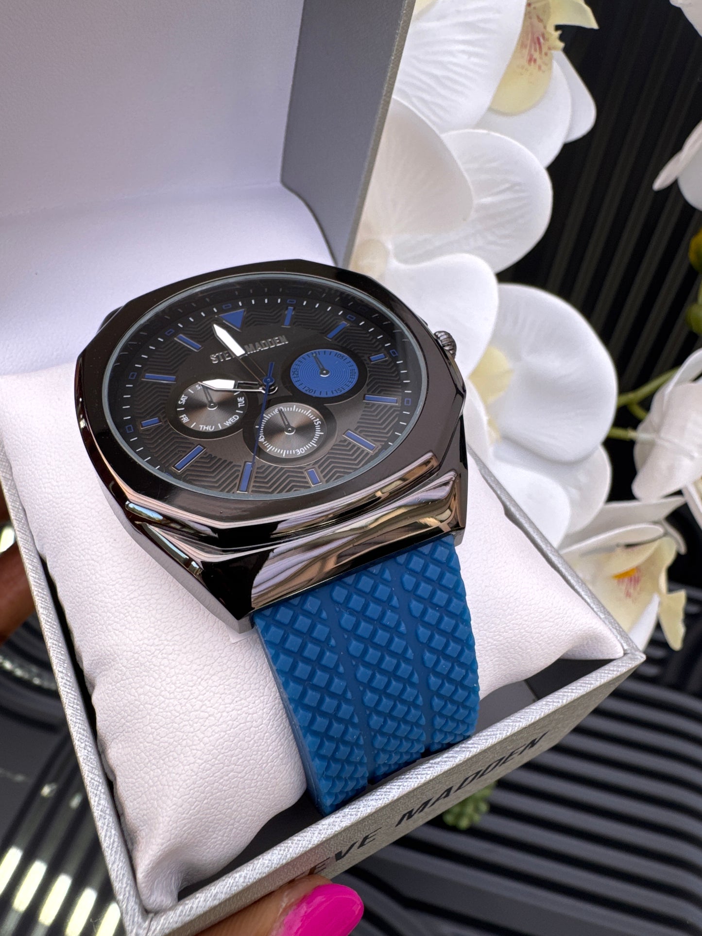 Steve Madden Blue Strap Silicon Watch