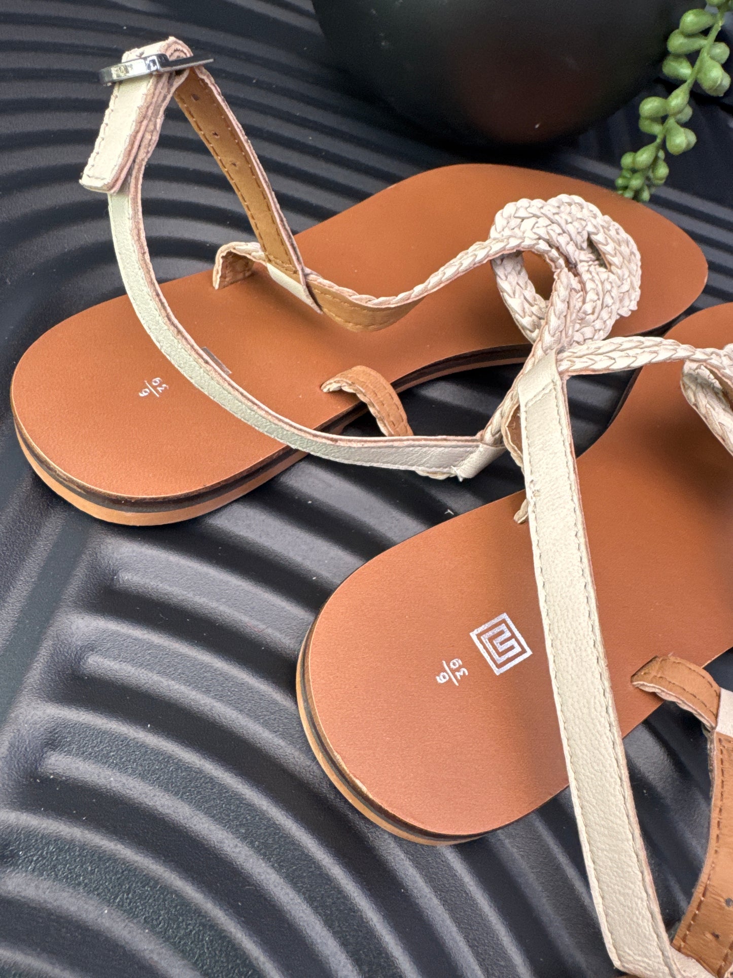 Cream braided sandal