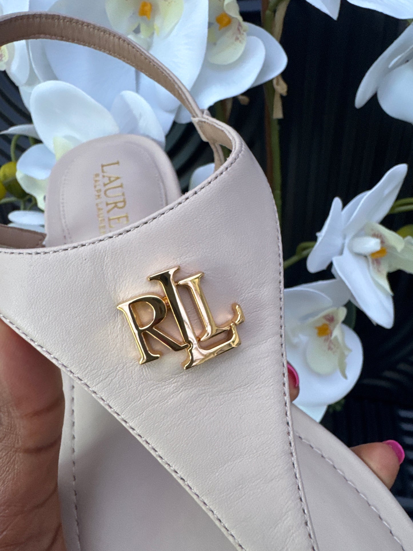 Ralph Lauren Nude T-Bar Sandals