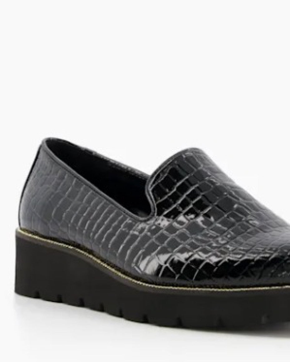Croc-Debossed Flatform Loafers
