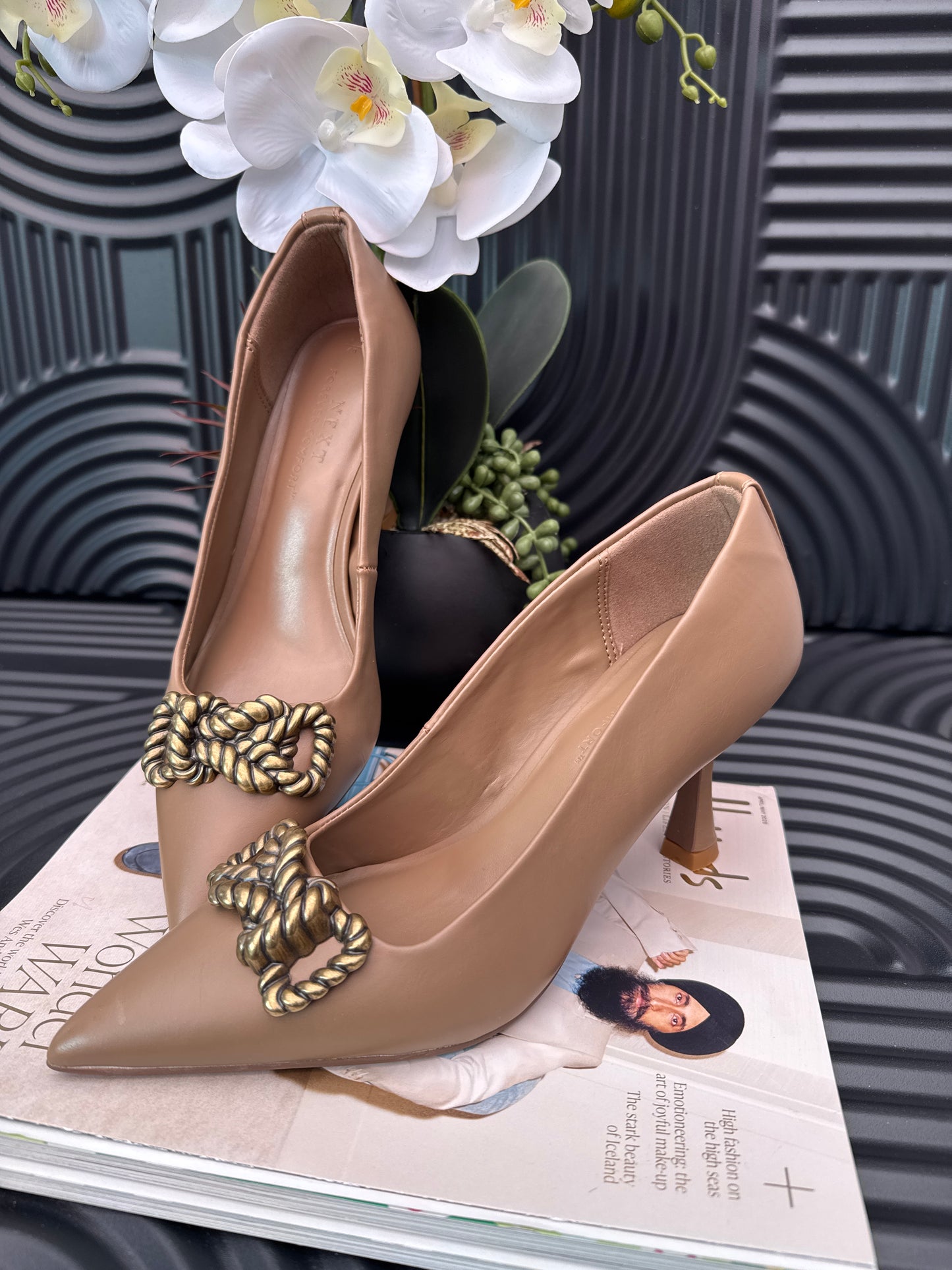 Metal Bow Trim Court Shoes