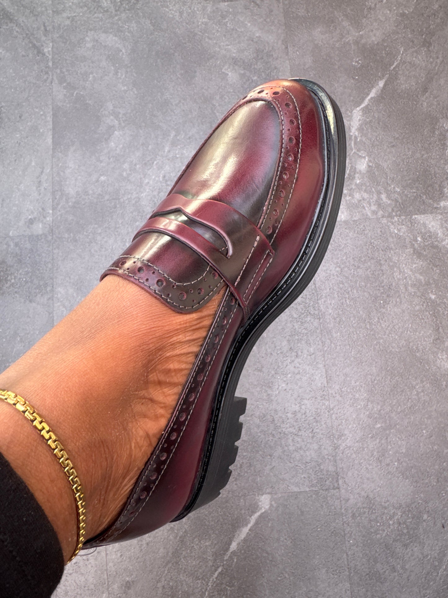 Burgundy loafers for ladies