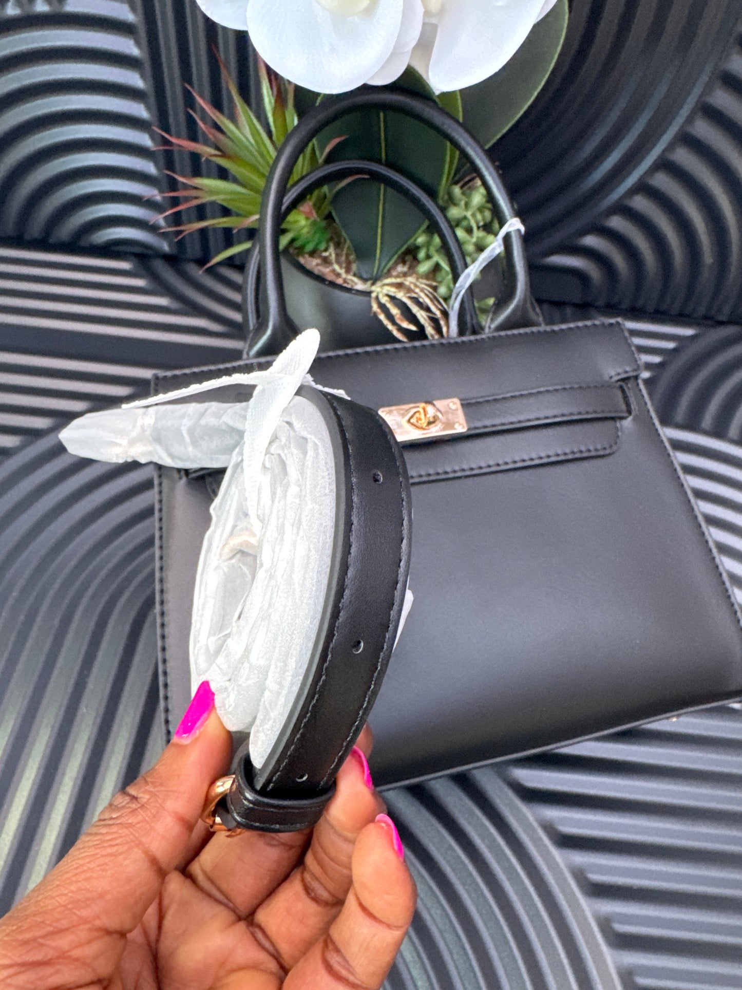 Black Top Handle Crossbody Bag