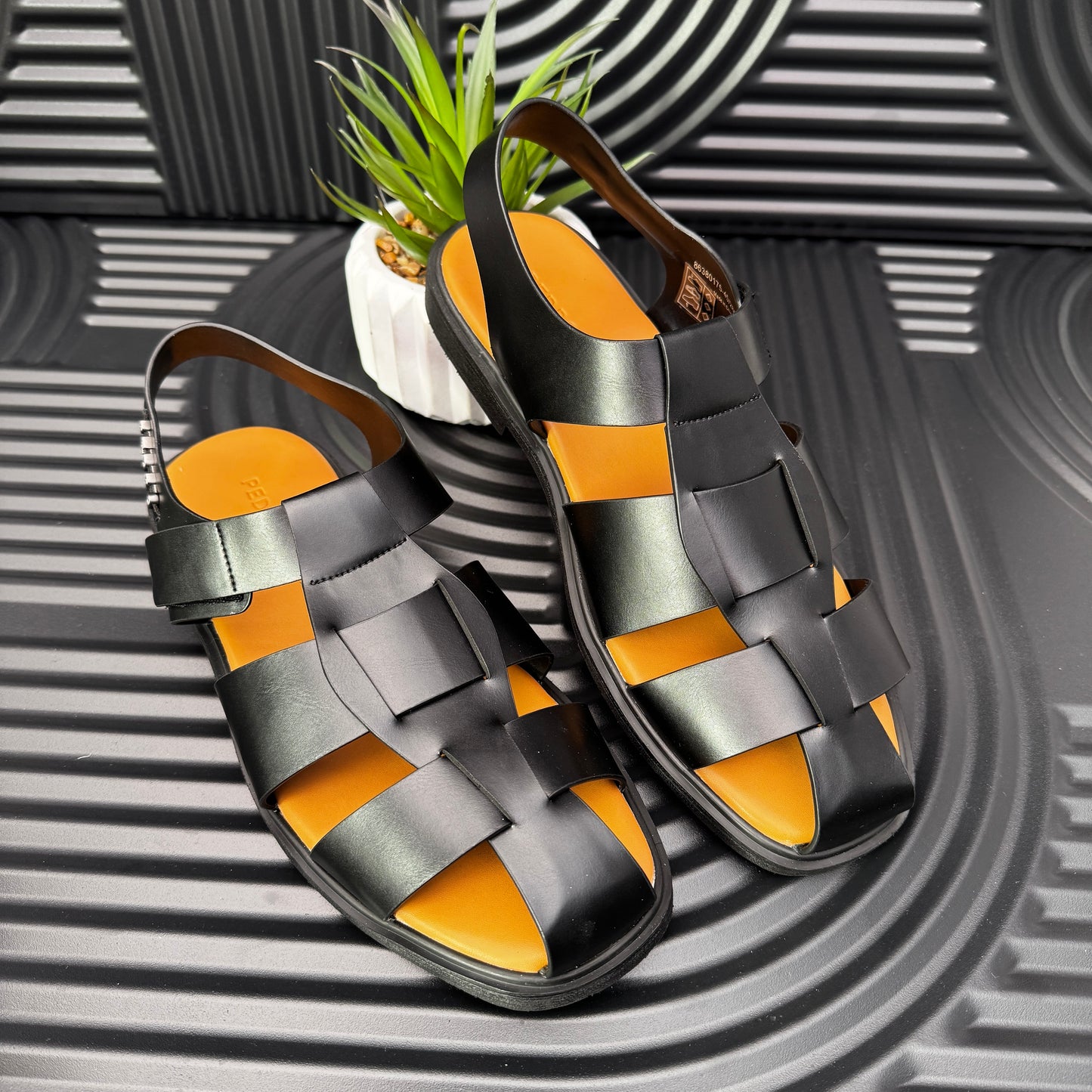 Roman Backstrap Sandals in Black