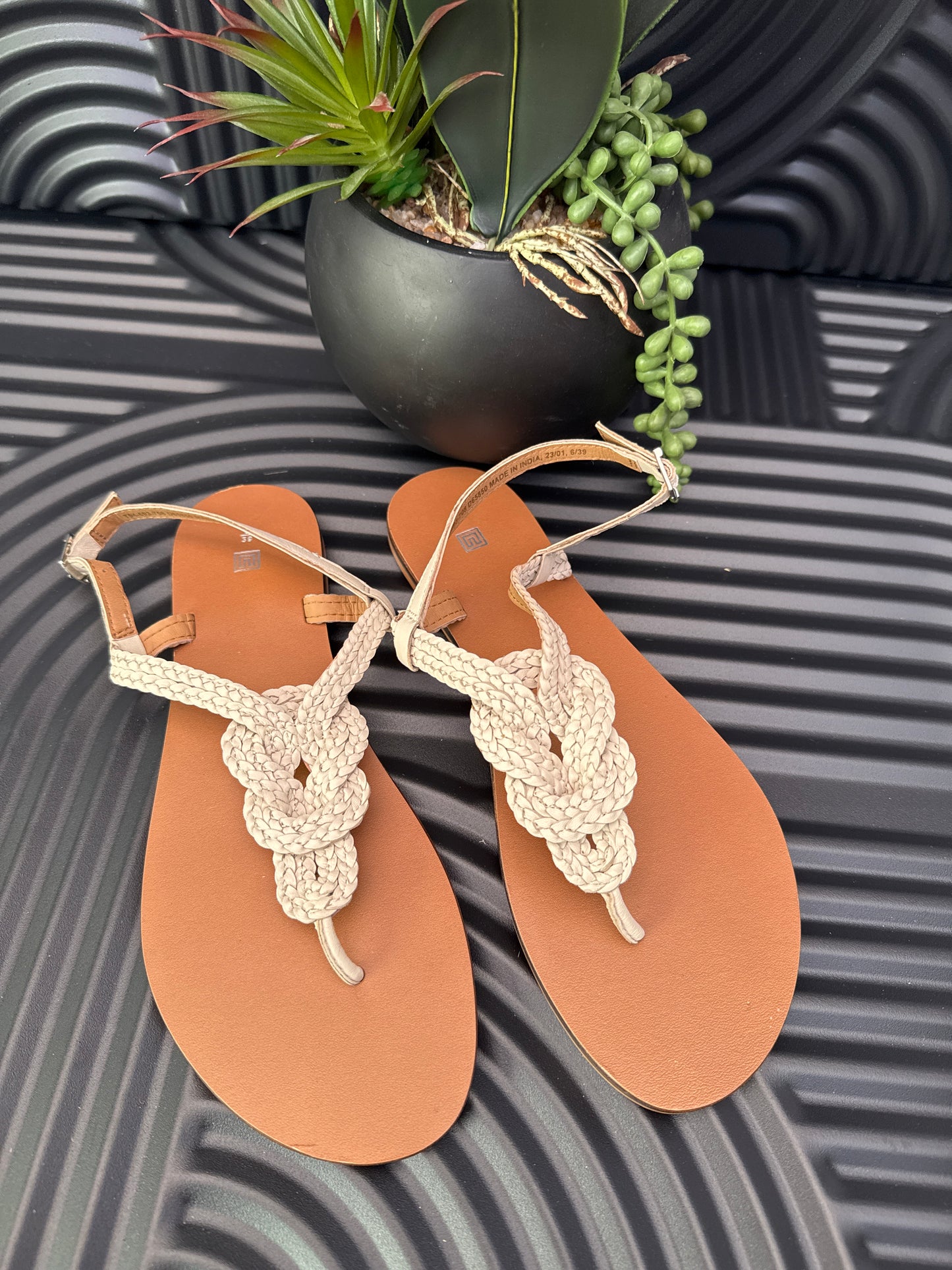 Cream braided sandal