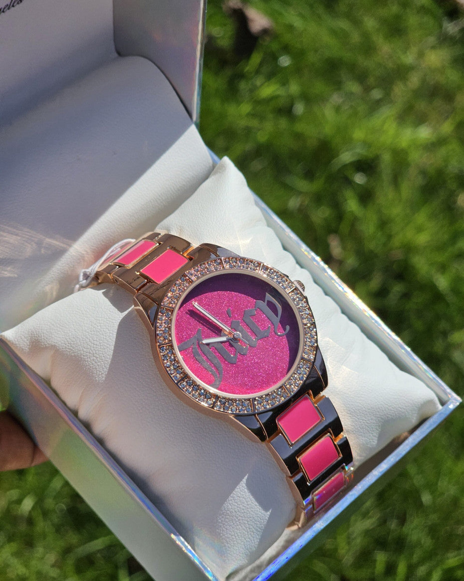 Juicy Couture pink and gold watch