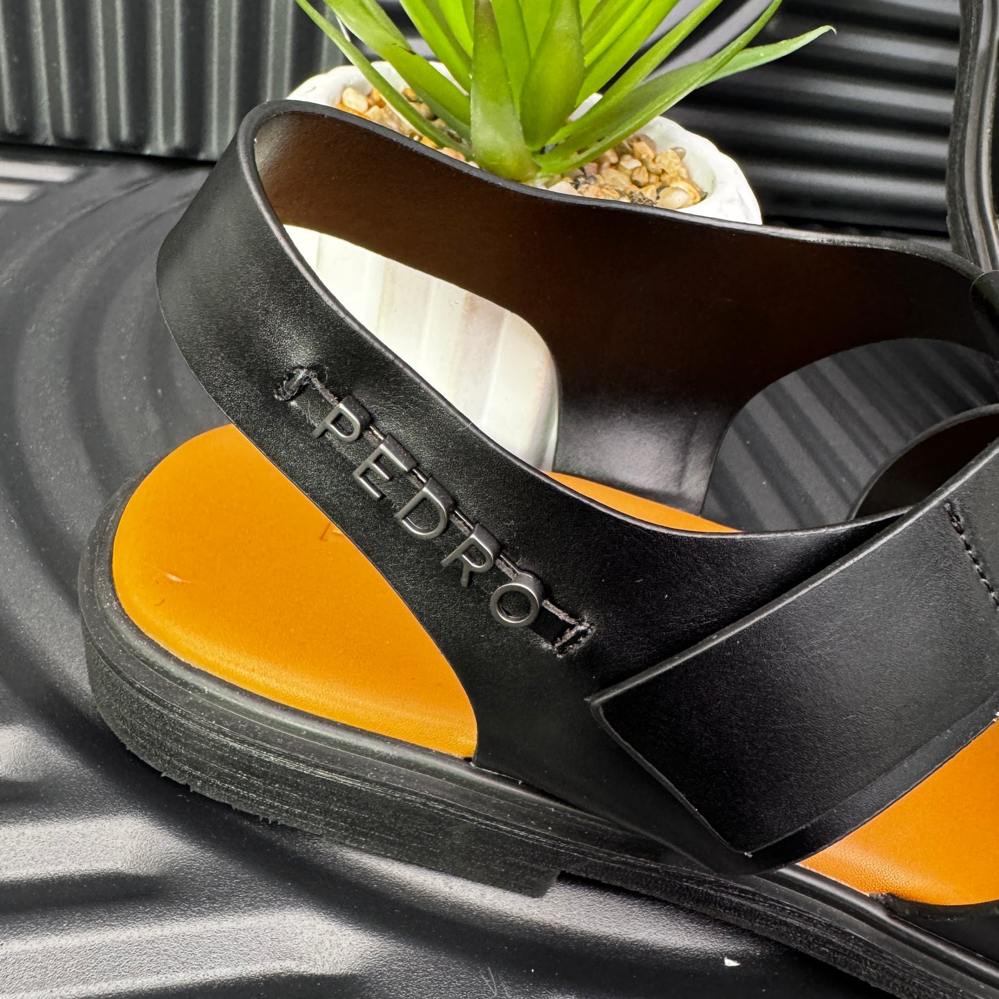 Roman Backstrap Sandals in Black