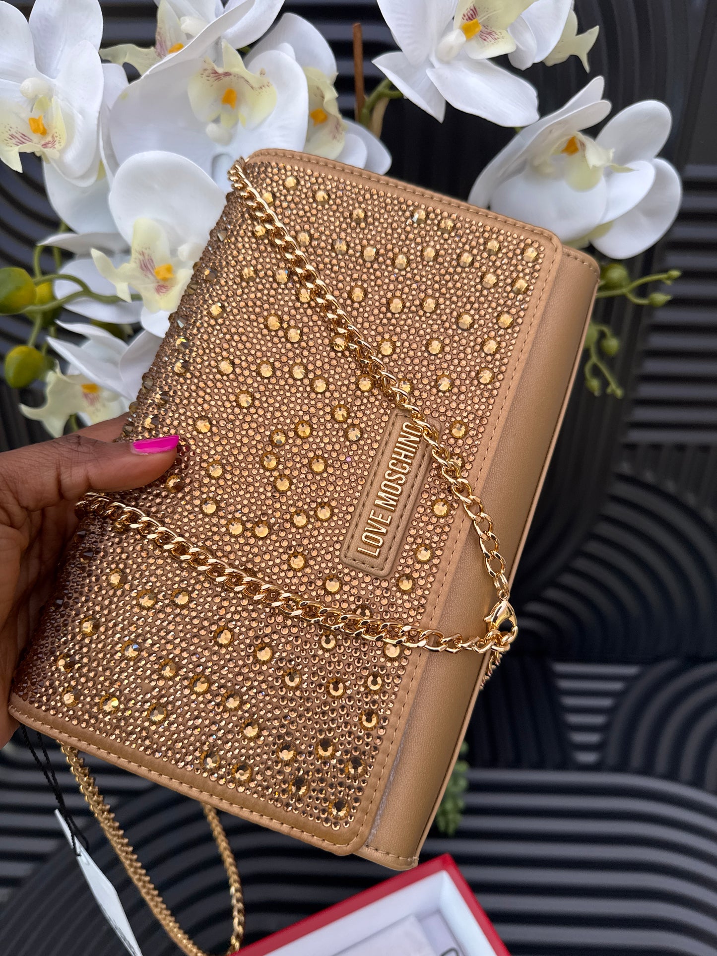 Gold Embellished Shoulder Bag in a box