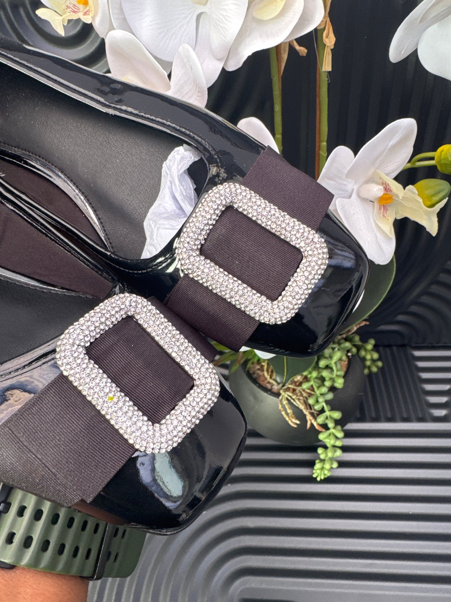 Black Embellished Ballet Shoes
