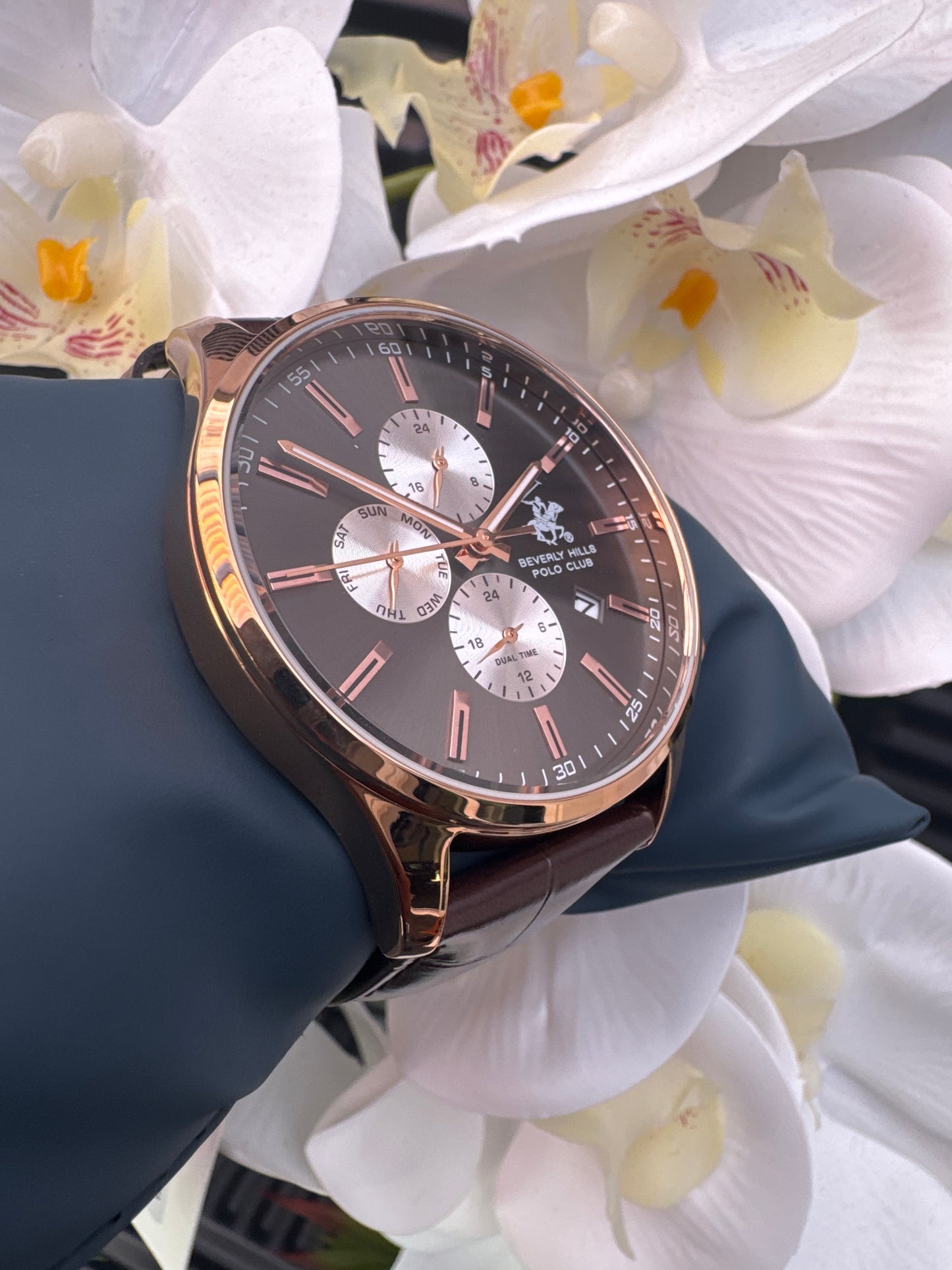 Beverly Hills Polo Club Leather Strap Watch