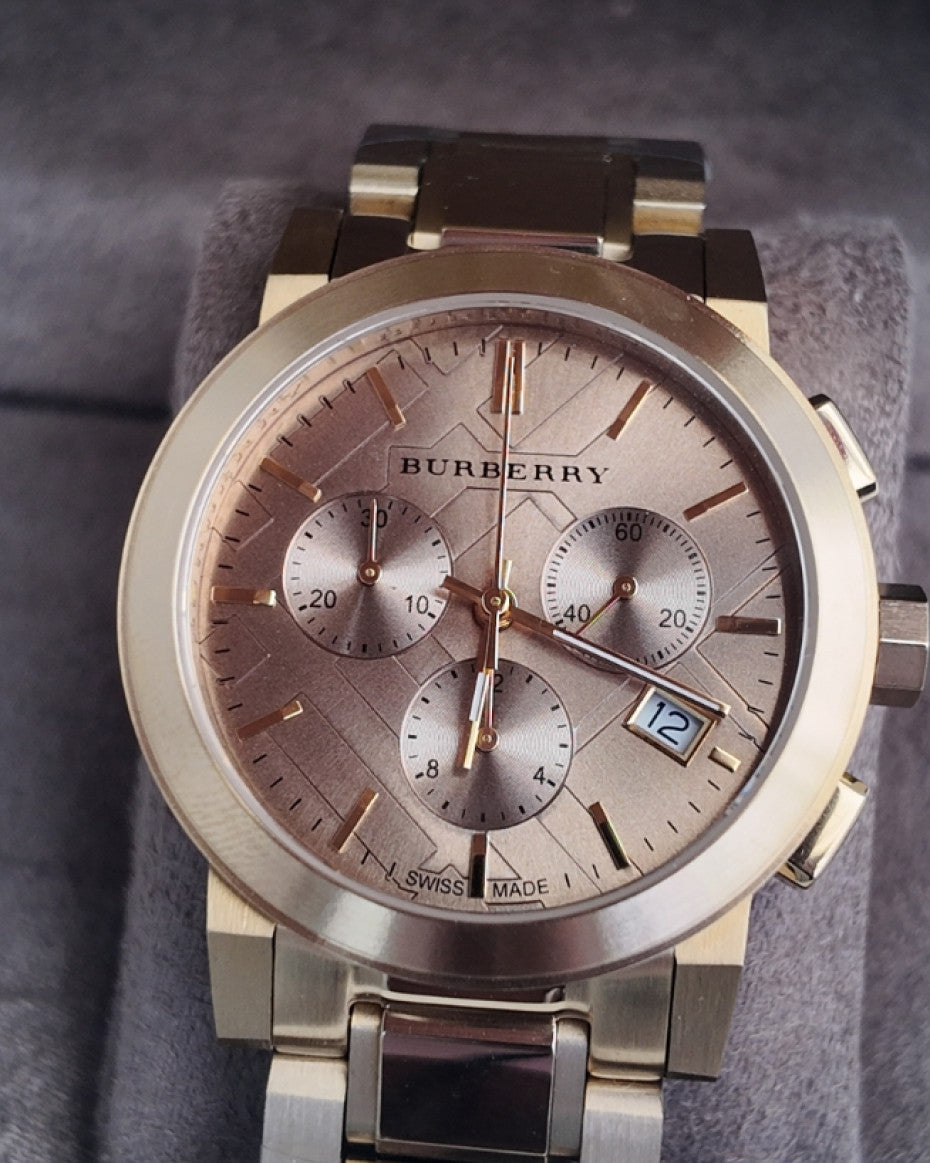 Burberry UNISEX Gold Tone Chronograph 38mm Watch