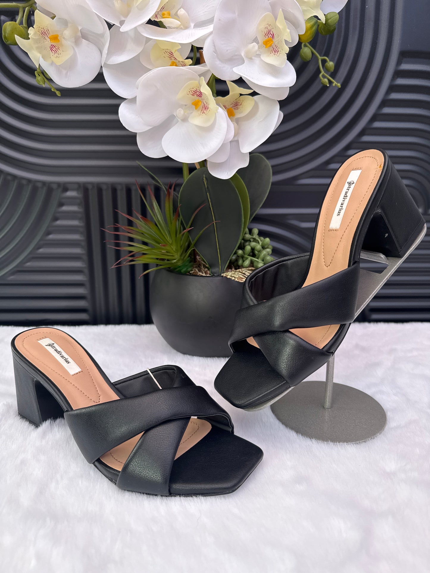Black Block Heel Sandal
