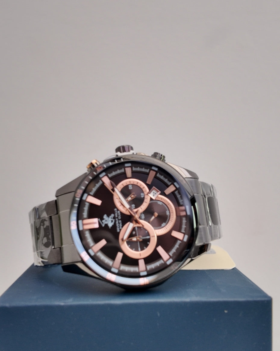 Black x Rose Gold Chronograph Bracelet Analog Watch