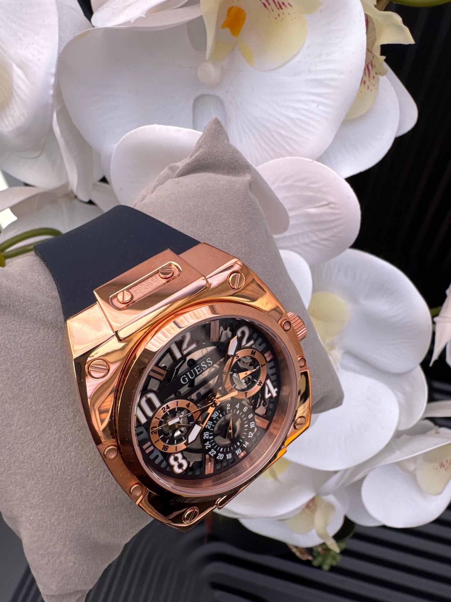 Guess Navy & Rose Gold Tone Chronograph Watch