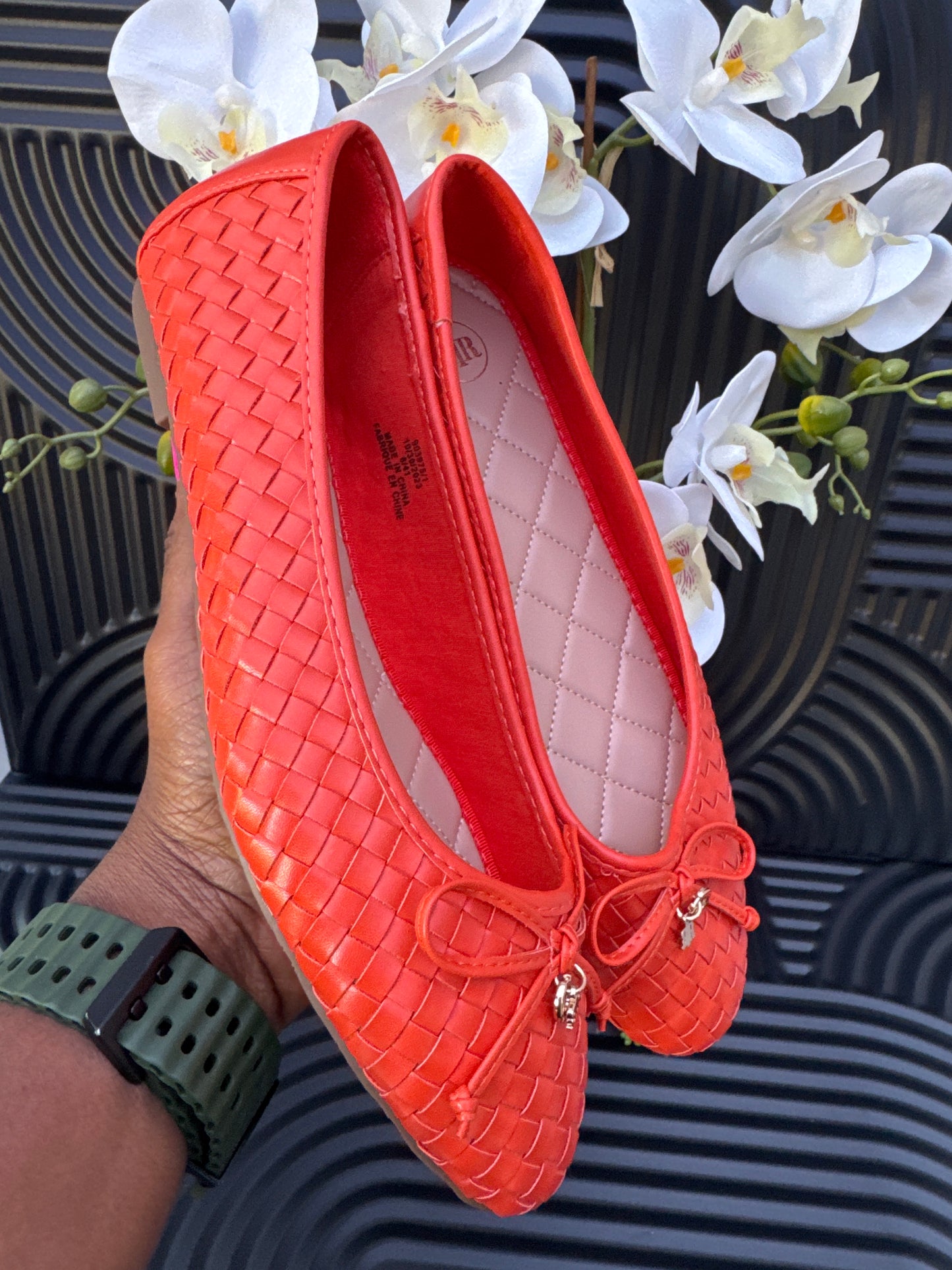 Weave Bow Ballet Pumps