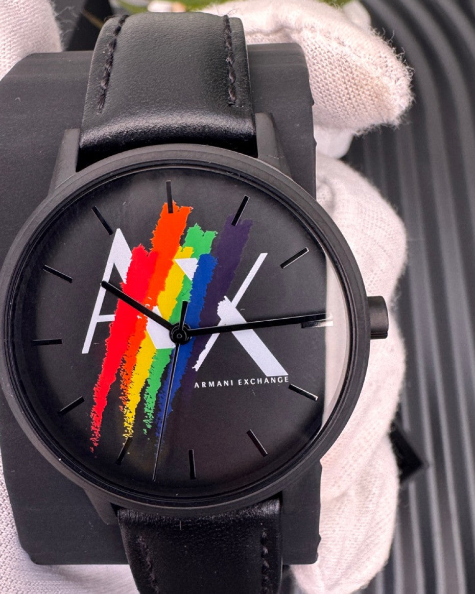 Armani Exchange rainbow quartz watch gift set