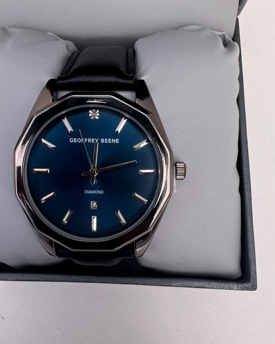 Blue Dial Diamond Octagon Strap Watch