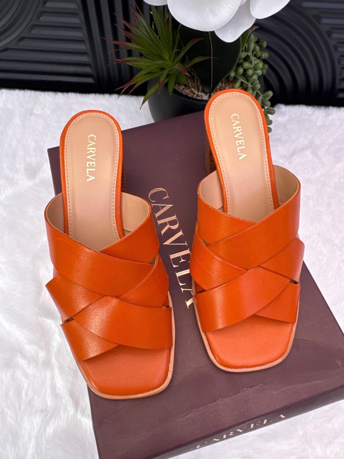Carvela Orange Block heel sandal