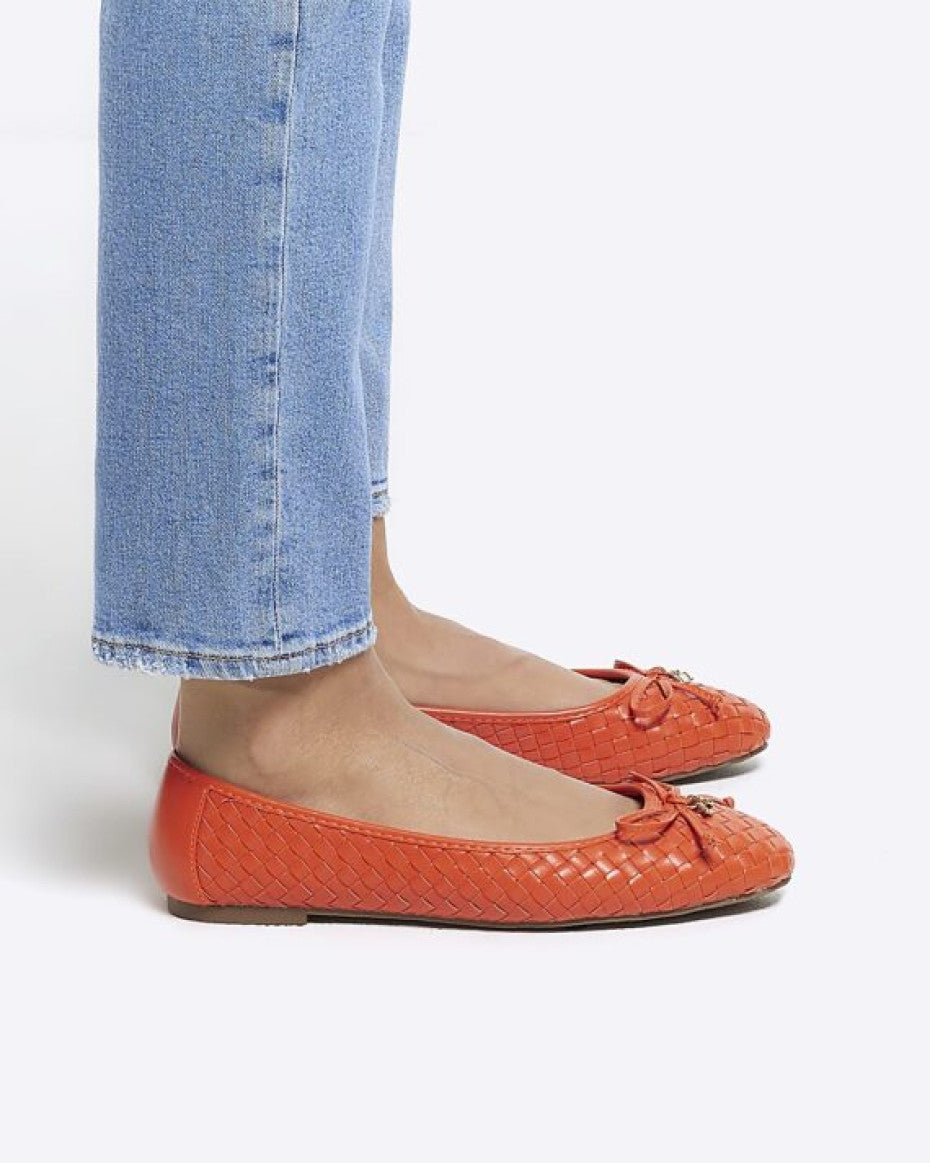 Weave Bow Ballet Pumps