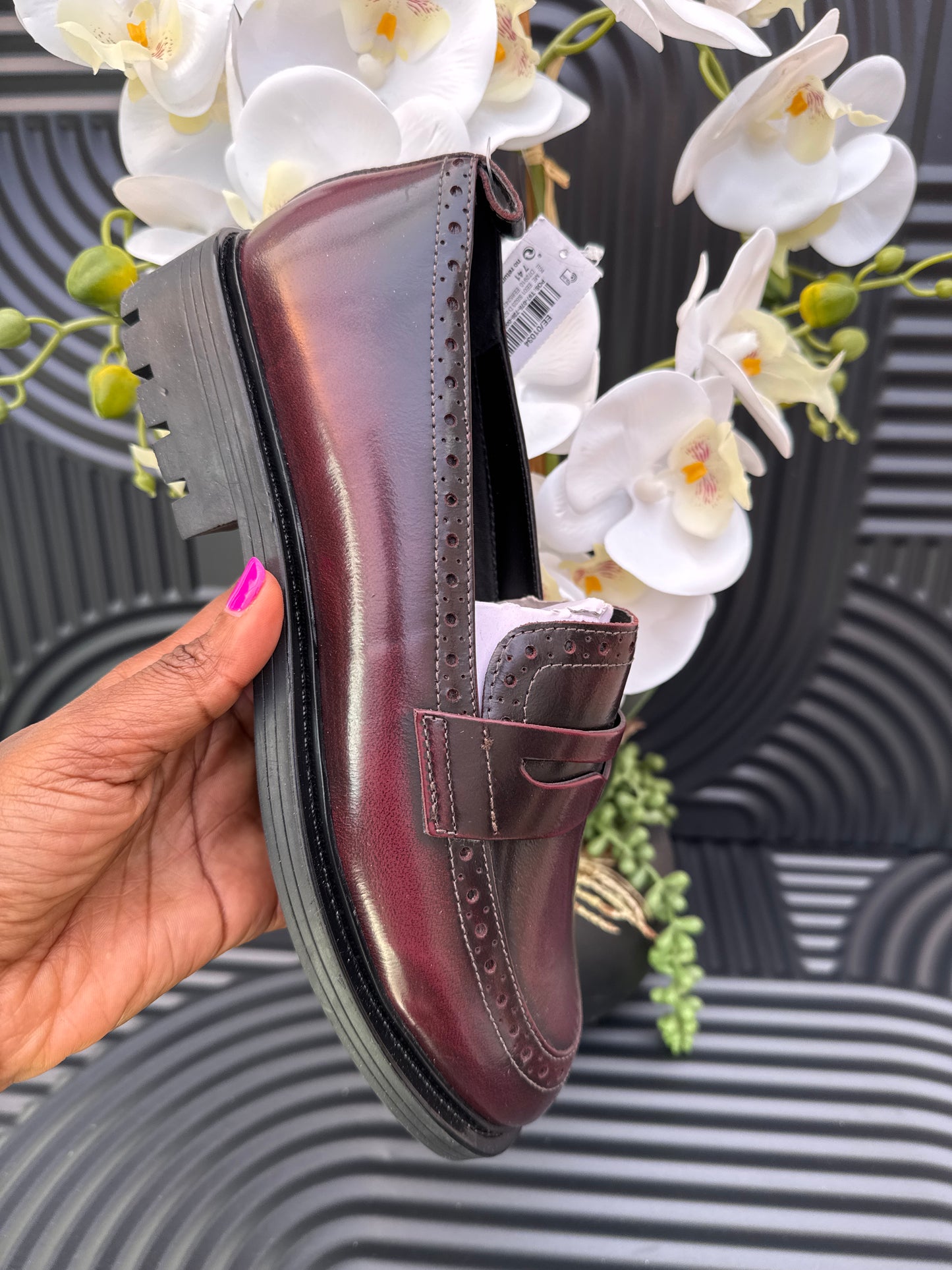 Burgundy loafers for ladies