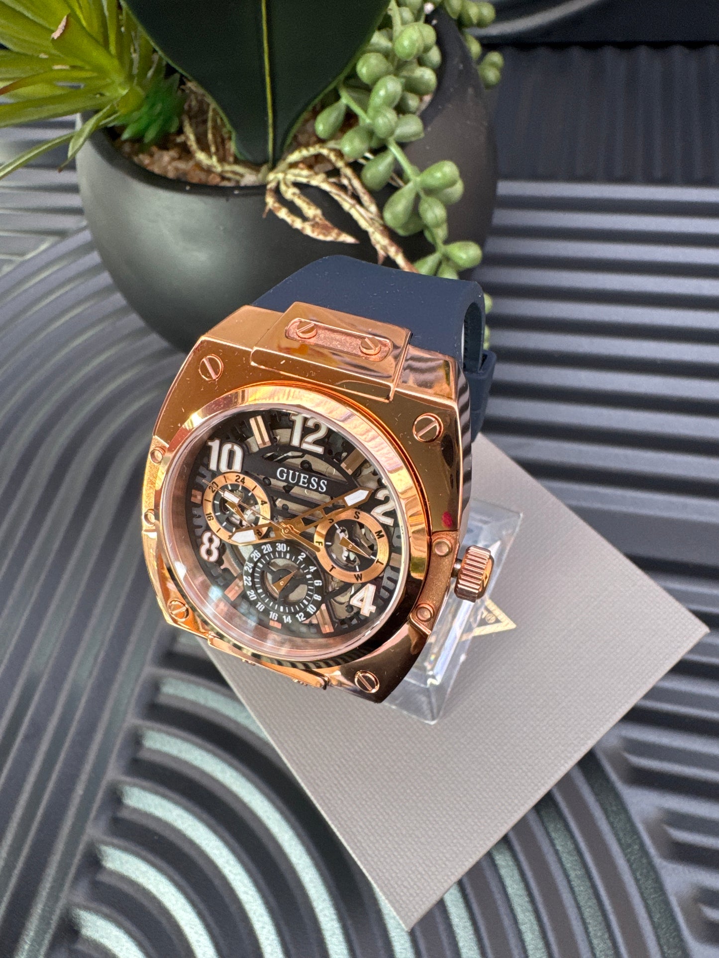 Guess Navy & Rose Gold Tone Chronograph Watch