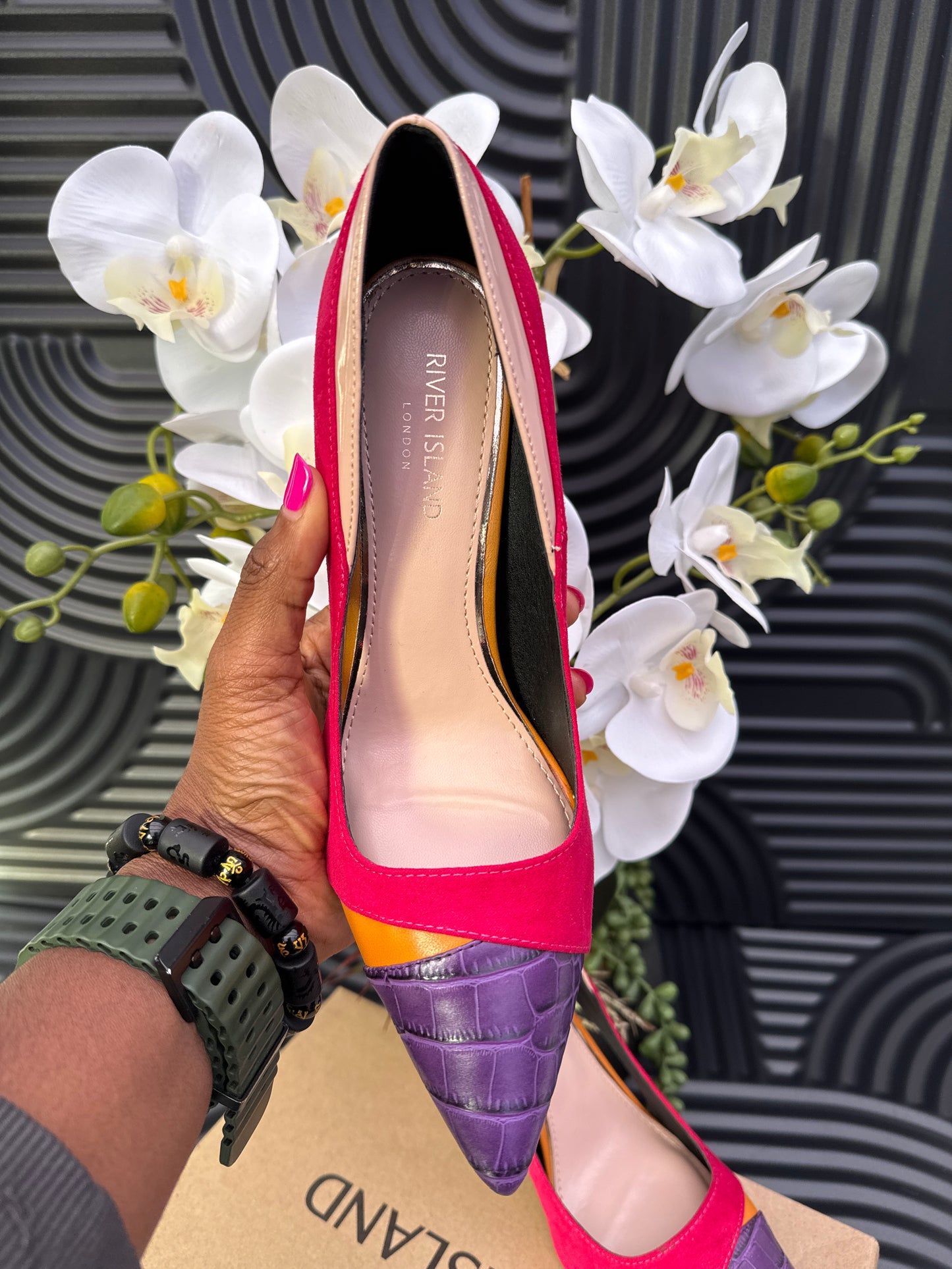 River Island Colour Block Pointed Toe Heels