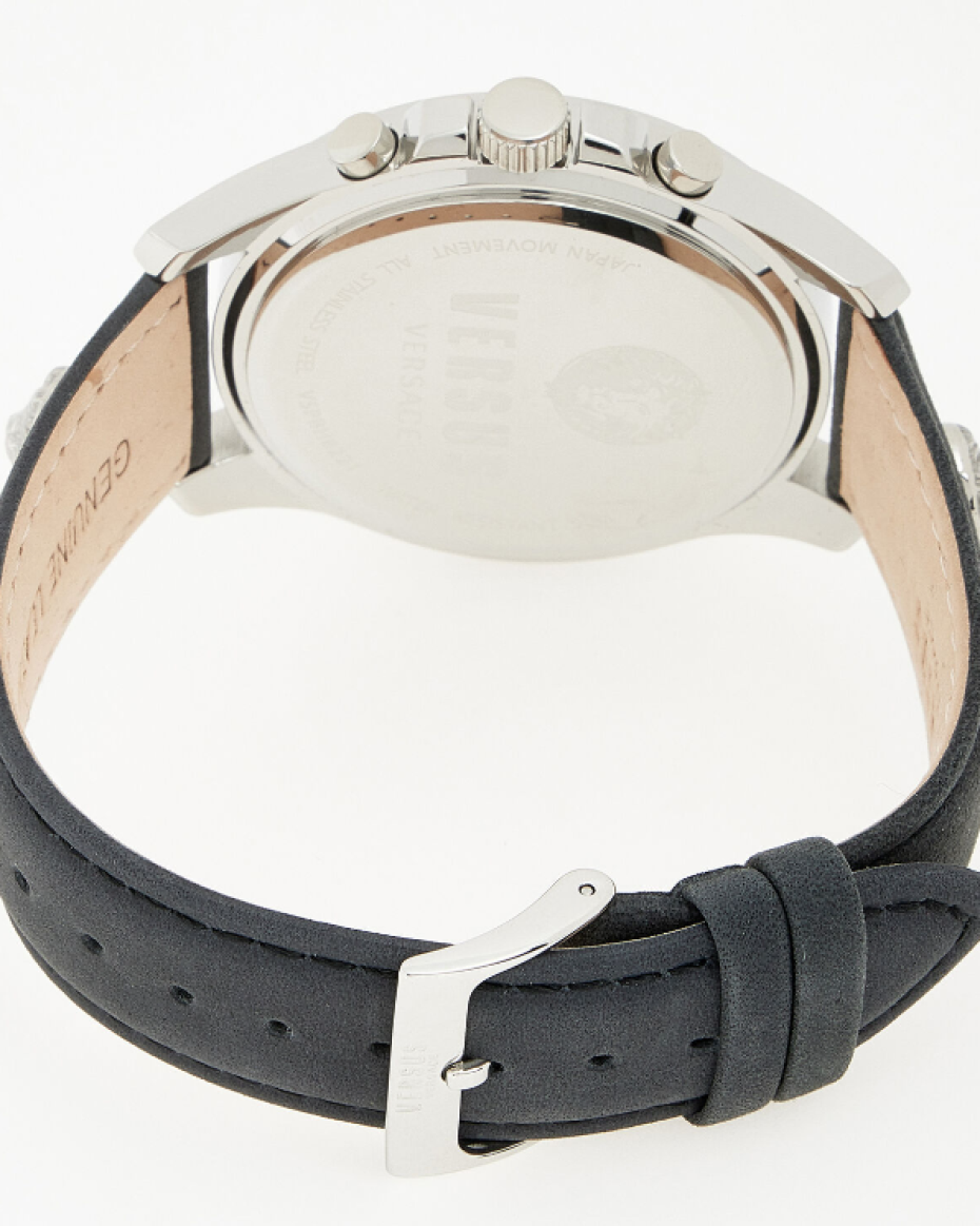 Versus Versace Black Leather Chronograph Watch