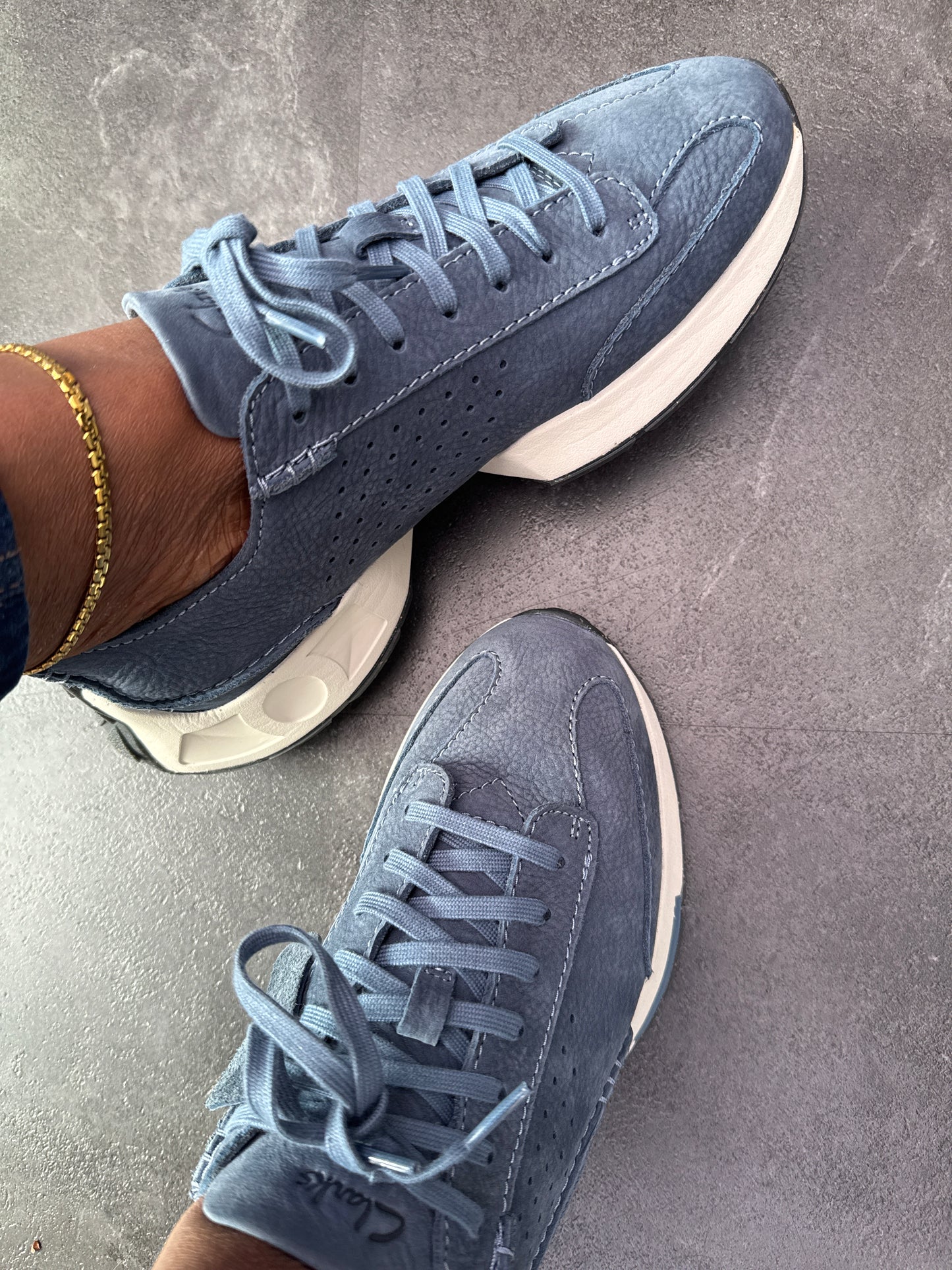 CLARKS Leather Sneakers with Rubber Outsole