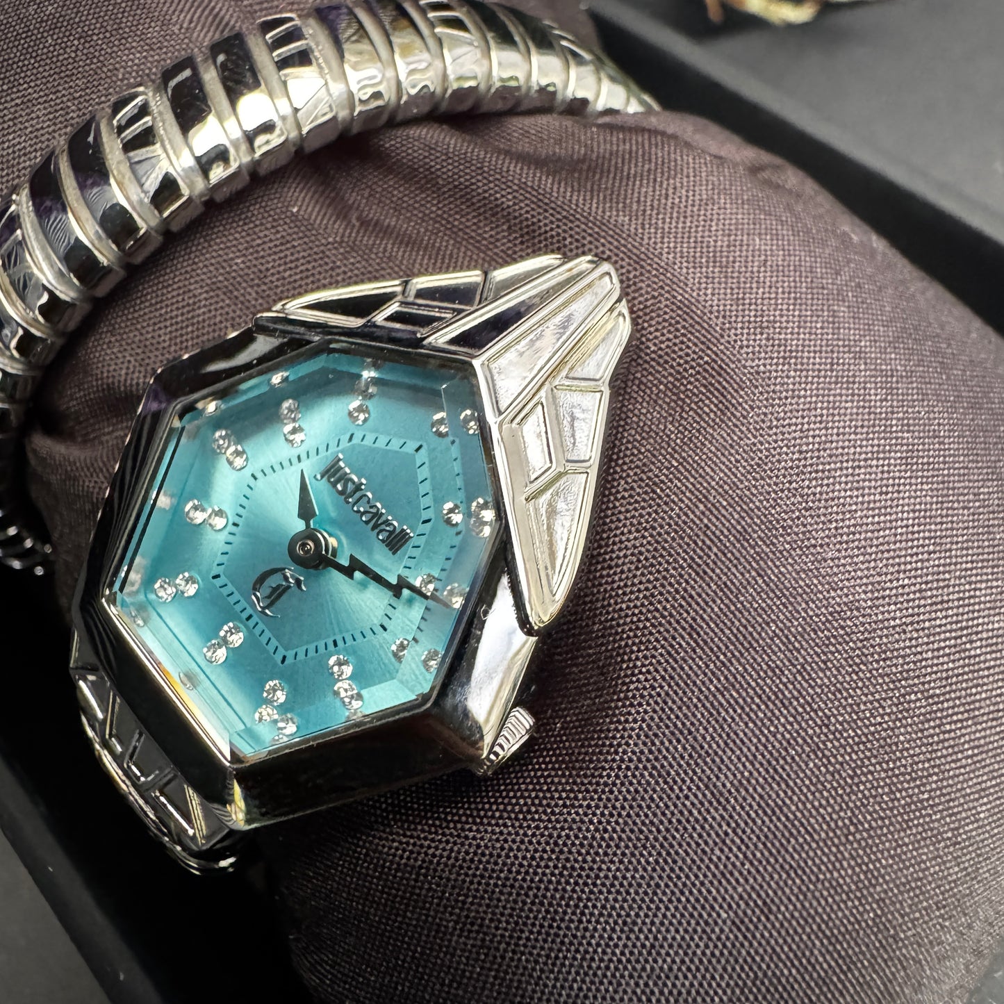 Just Cavalli Signature Silver with blue dial Watch