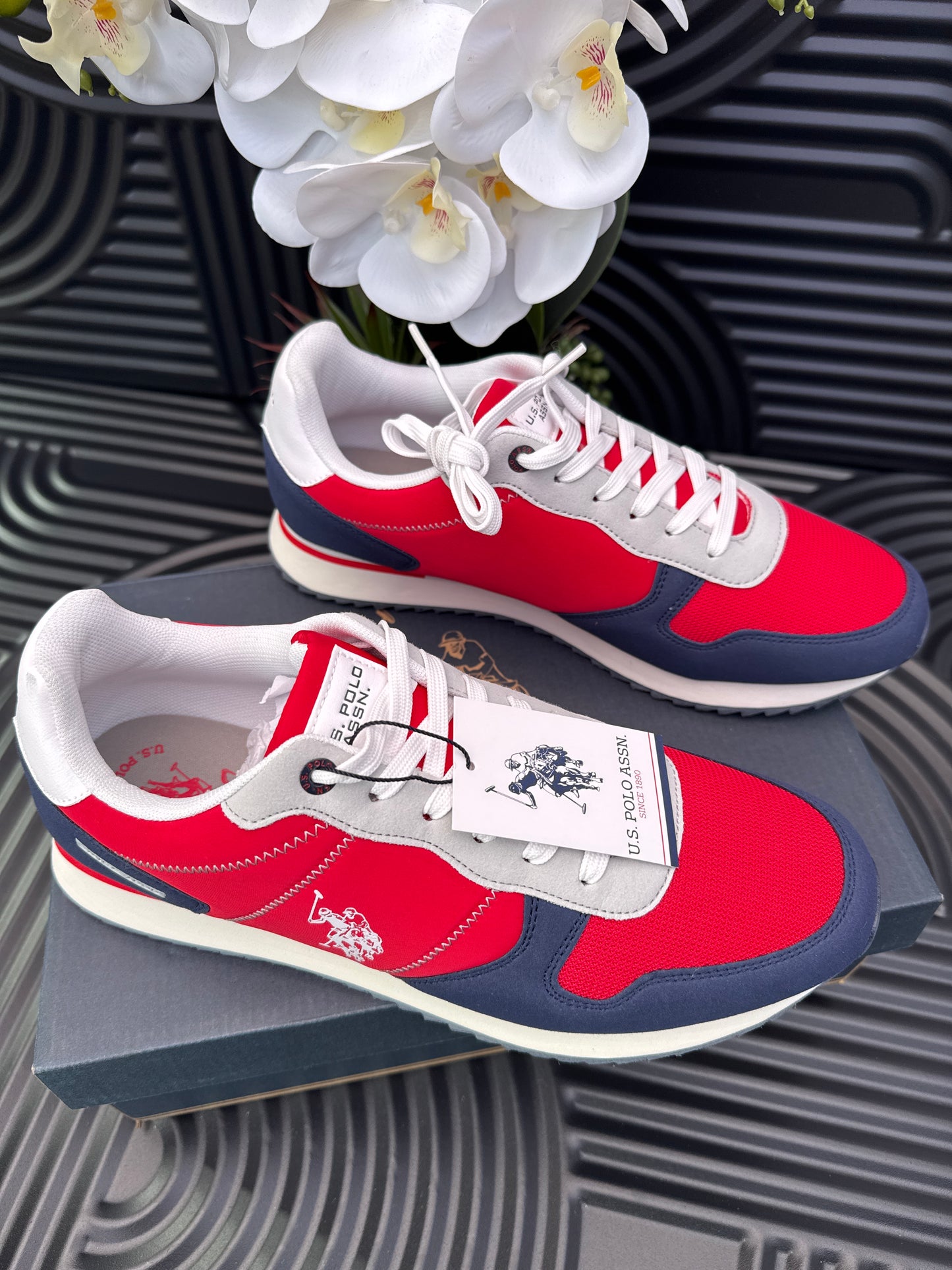 Navy & Red Logo Trainers